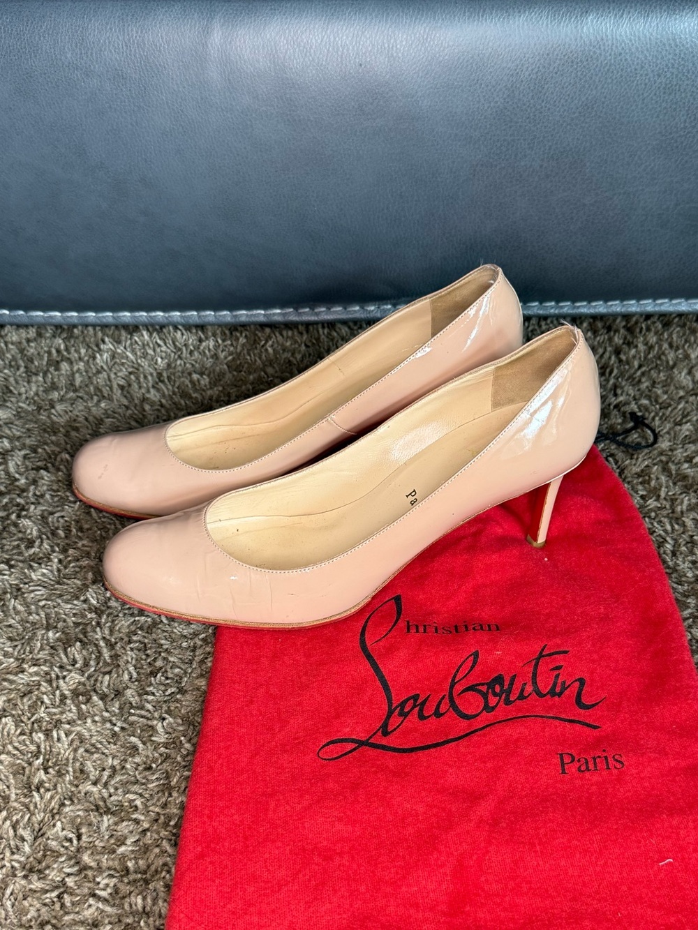 Christian Louboutin Nude Patent Leather Pumps Heels – Size 41 – Red Bottoms